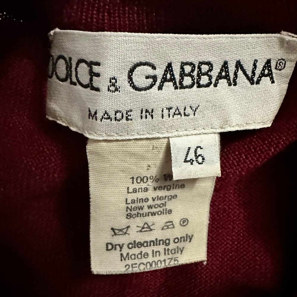 Vintage Couture Dolce & Gabbana Burgundy Wool Sleeveless Blouse